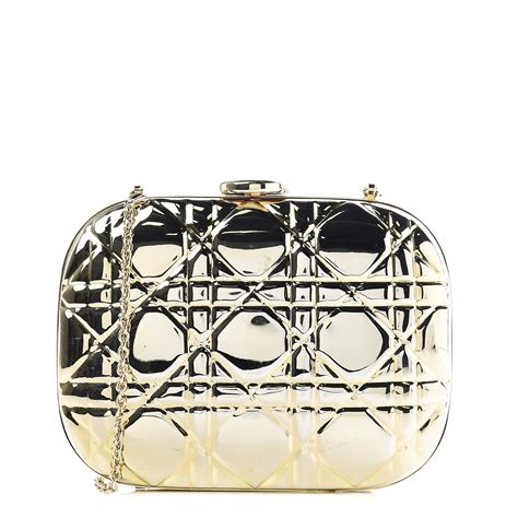 dior cannage gold clutch|CHRISTIAN DIOR Metal Cannage Quilt Clutch Bag .